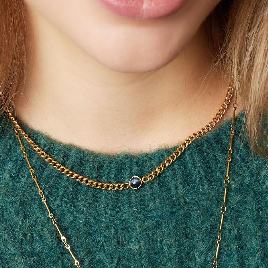 Stainless steel necklace with stone bead Picture4